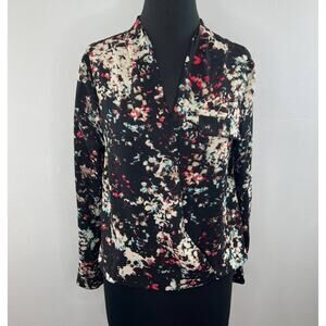 W118 by Walter Baker Black Long Sleeve V-Neckline Polyester Pocket Blouse Size M